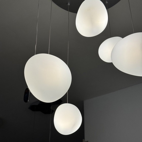 Lustre moderne à 5 suspensions, en méthacrylate blanc, motif cascade de galets – Metal, Plastic (photo 4 of 6)