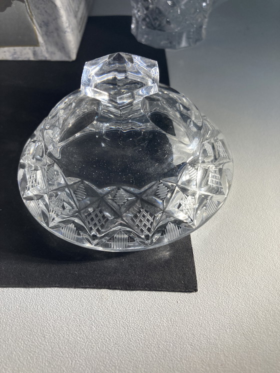 Image 1 of Brocca per il latte e zuccheriera in cristallo della Repubblica Ceca vintage degli anni '90 su un vassoio