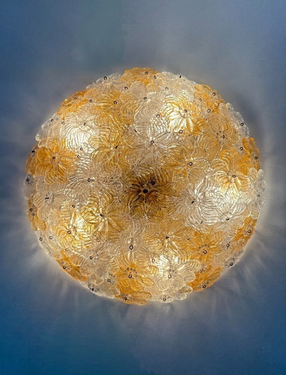 Image 1 of Barovier & Toso Wall Sconce / ceiling lamp , Millefiori flowers , Italy , 1970s