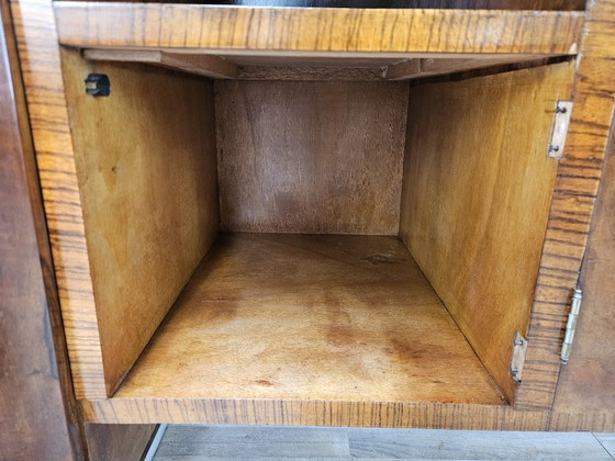 Image 1 of Art Deco dressoir van walnoot en wortelhout met aluminium onderstel, 1940