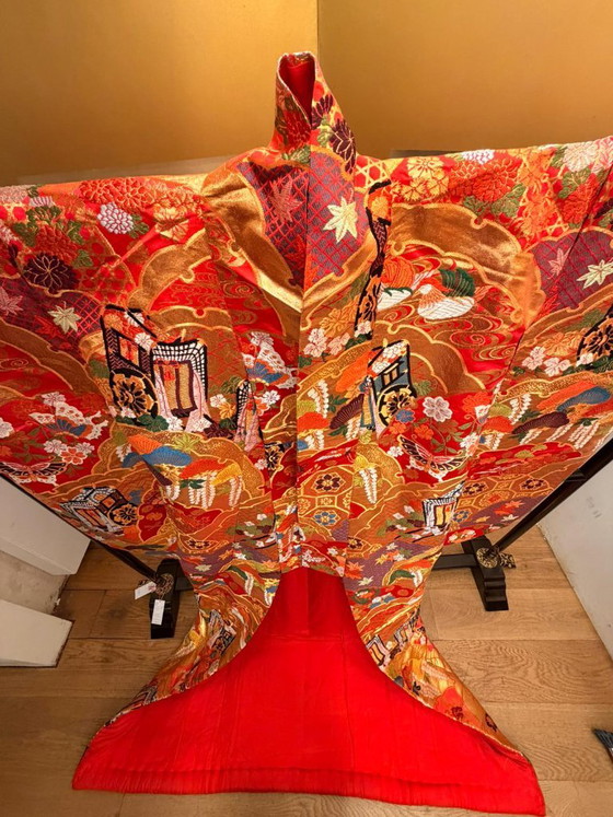 Originele Japanse trouwkimono, Wanddecoratie, Zijde, Meerdere kleuren (foto 3 van 6)