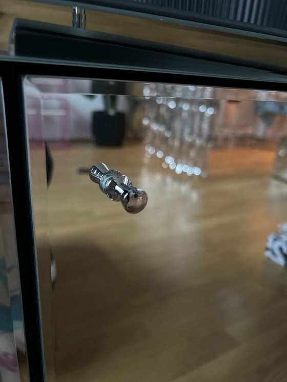 Image 1 of Mirrored silver sideboard/chest of drawers, high-quality design