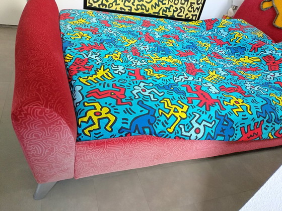 Keith Haring Bretz Double Bed Red (1.60 X 2.00 Mtr), Textile, Metal, Pop Art (photo 5 of 9)