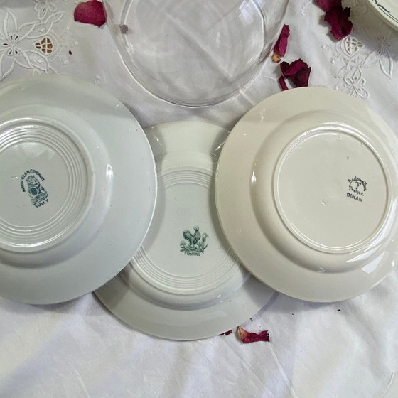 Image 1 of Set of 6 mismatched antique earthenware plates from Badonviller Saint Amand Amandinoise