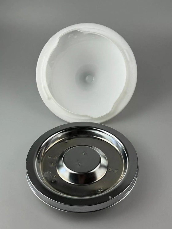 Image 1 of 60s 70s ceiling lamp wall lamp by Limburg Leuchten Germany glass chrome