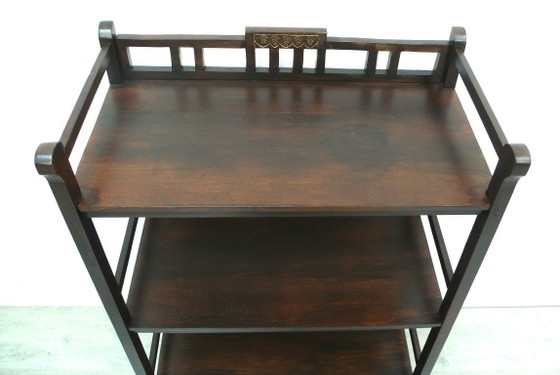 Libreria in stile Art Déco/Jugendstil, 3 ripiani, finiture in noce scuro, circa 1920. – Librerie, Wood (photo 4 of 6)