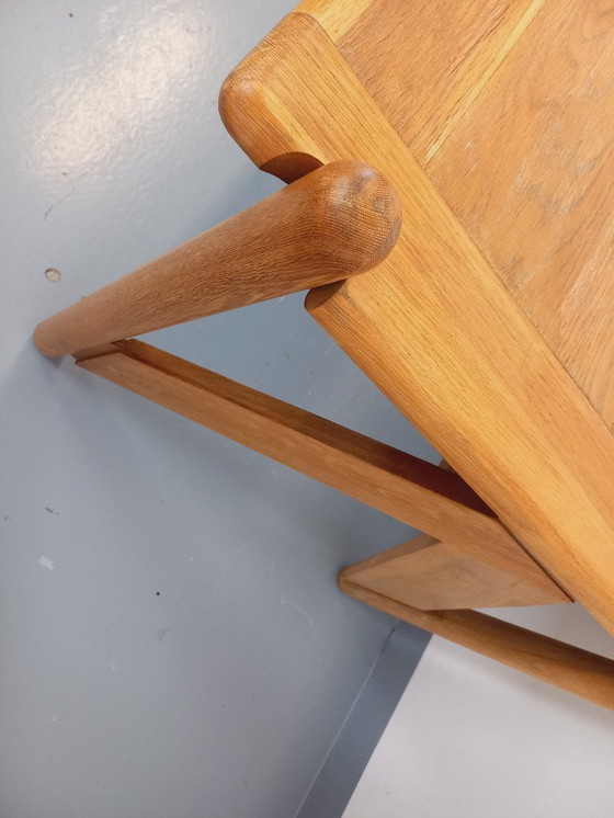Image 1 of Exceptional suite of a large rectangular table and 4 vintage Brutalist chairs in solid oak from the 60s