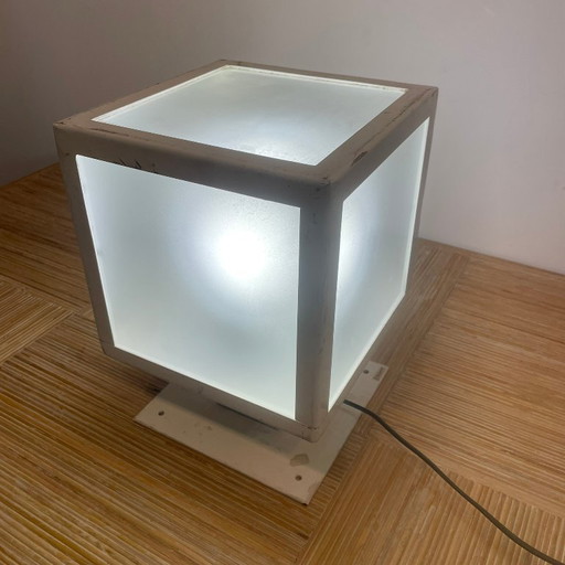 Tebong Paris outdoor bollard light – cubic model, circa 1990 – tafellampen, Iron (photo 2 of 9)
