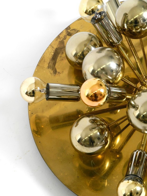 Image 1 of Original 1970s large Cosack Sputnik Space Age ceiling lamp in brass color