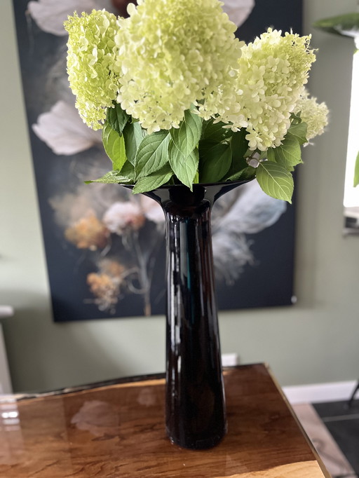 Vintage IKEA Maria Vinka xxl trumpet vase black glass