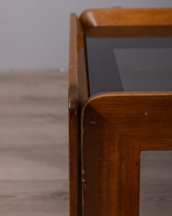 Image 1 of VINTAGE 1970s WOOD AND GLASS COFFEE TABLE DESIGNED BY AFRA AND TOBIA SCARPA