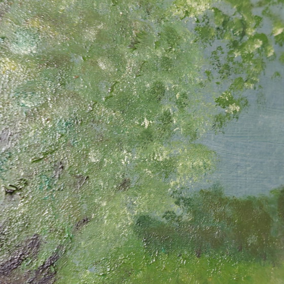 Image 1 of Vintage Impressionist Oil Painting "Lente – Groen" – Framed Landscape – Signed Monogram – 52 × 41 cm