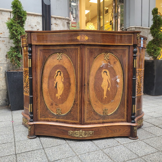 Image 1 of Mueble Entredós / Buffet / Credenza Escuela Catalana, Mármol Y Marquetería, S. Xx – Cataluña