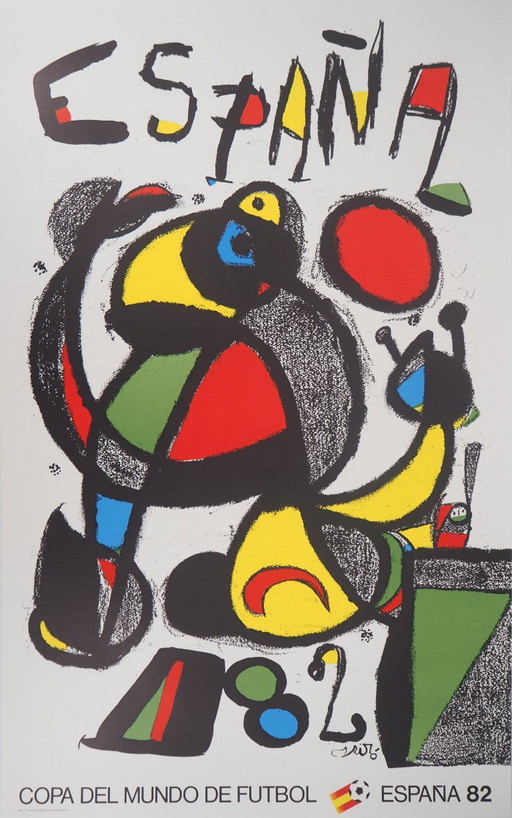 Joan Miró: Copa del Mundo, Figura Surrealista, Litografía Original Firmada – posters, Paper