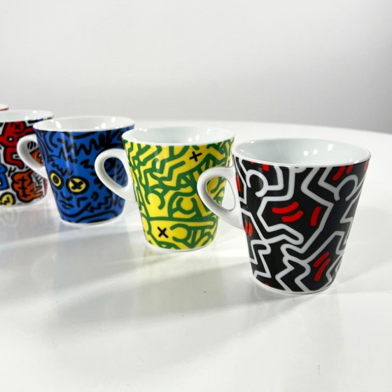 Image 1 of Set van 6 Keith Haring koffiekopjes van Tognana, jaren 90.