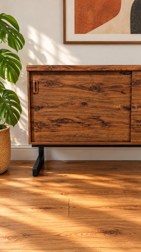 MEX Mobelfabrik vintage Sideboard, Metal, Wood, Black (photo 6 of 9)