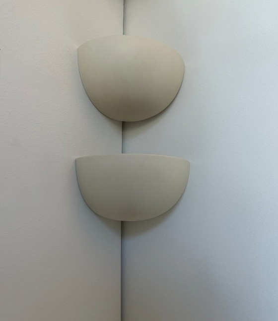Image 1 of Pair of white matte porcelain corner sconces, France 1970