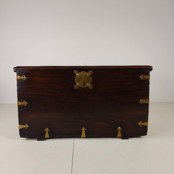 Image 1 of 18th-century Dutch VOC colonial chest with brass fittings
