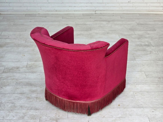 Años 60, Sillón Relax danés, Terciopelo de Mueble Rojo, Patas de Madera de Fresno. – Sillones, Velvet, Wood (photo 15 of 25)