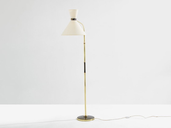 Image 1 of Maison Lunel Diabolo Messing-Stehlampe aus Rotguss, 1950er Jahre