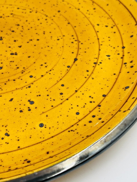 Image 1 of Boch La Louvière Palma geel gespikkelde vintage schaal