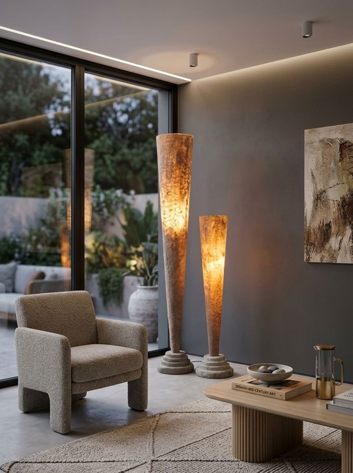 Carreno Angel sand lamps for Art Studio La Rocha Spain