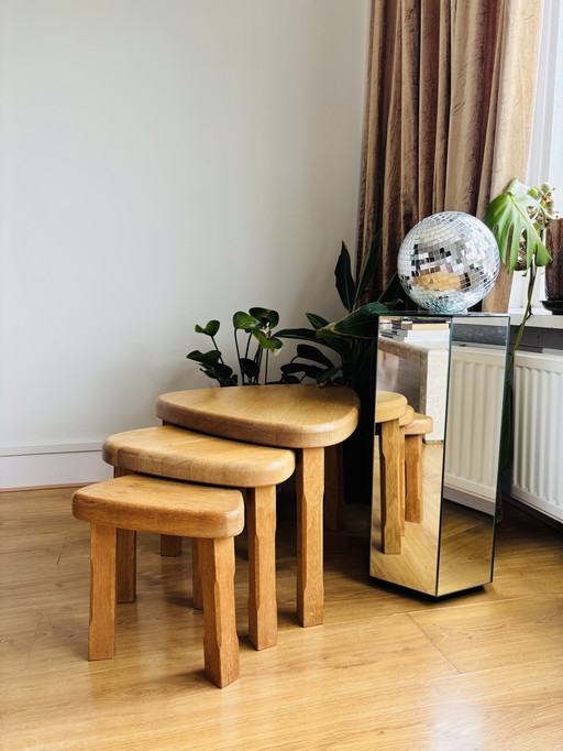 Set van 3 houten vintage nesting tables 