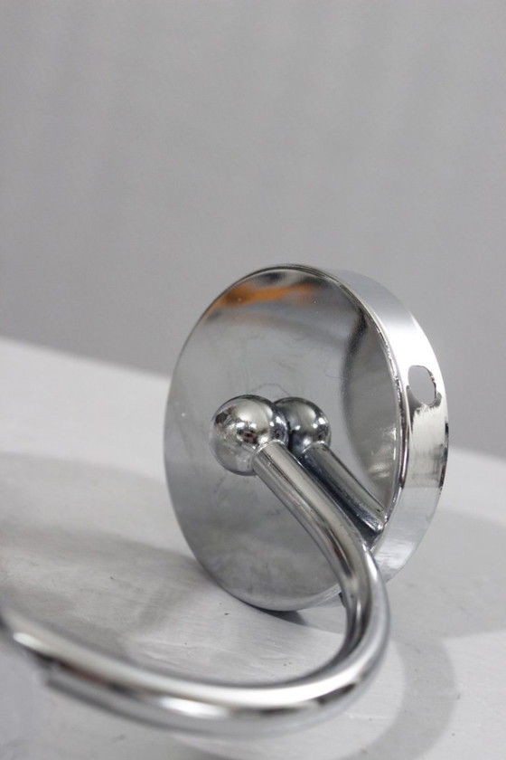 Image 1 of Applique murale vintage design 1970s globe verre fumé & acier chromé