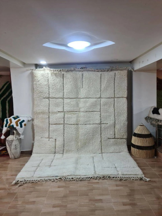 Alfombra BeniOuaren Moderna Blanca 300x200 cm – Lana, Algodón, Scandinavian (photo 2 of 3)