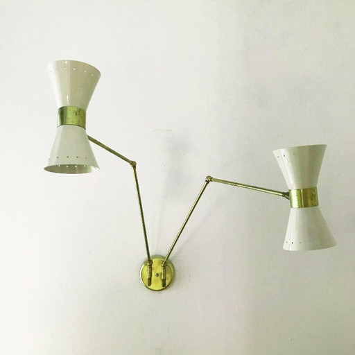 Italian double wall sconce, 1950s design