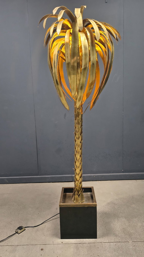Image 1 of Messing vloerlamp in de vorm van een palmboom van Maison Jansen, jaren 70.