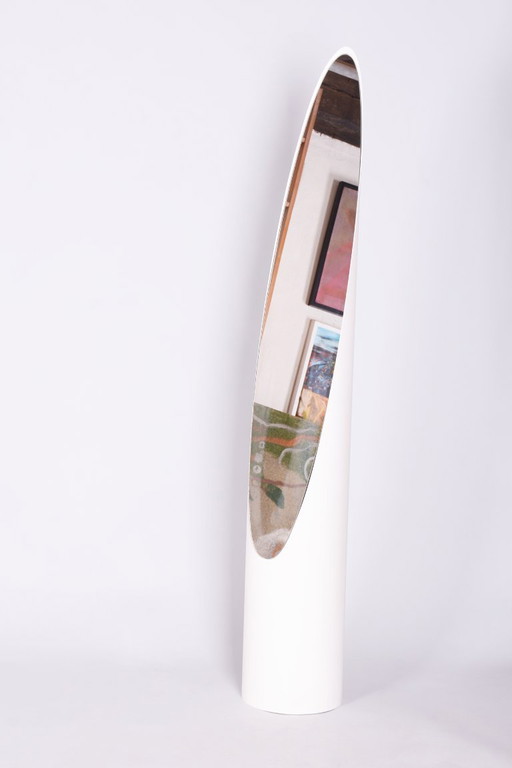 Miroir sur pied original de style Mid-Century, par Roger Lecal, en plastique, France, années 1970 – spiegels, Glass, Plastic