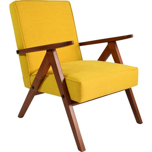 Poltrona vintage polacca modello B310 gialla anni '60