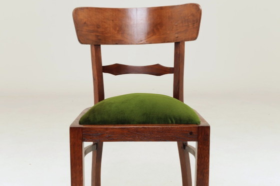 Image 1 of Silla antigua de madera de roble, estilo academia oscura, verde, madre, 1930
