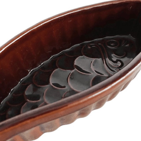 Image 1 of Piatto vintage a forma di pesce Scheurich Cerabac, ceramica della Germania occidentale, smalto marrone, anni '70
