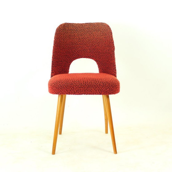 Vintage eetkamerstoelen van Oswald Heardtl voor Ton, Tsjechoslowakije, jaren 60, set van 4 – Textile, Wood (photo 9 of 15)
