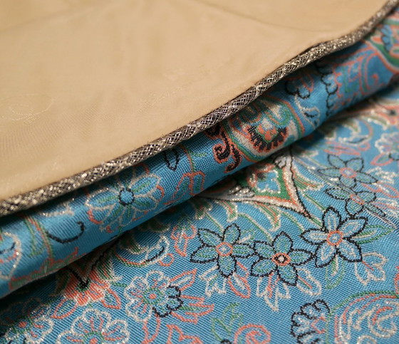 Image 1 of Oriental Handmade Tablecloth, Very Finely Crafted from Silk Threads, 100 x 100 cm