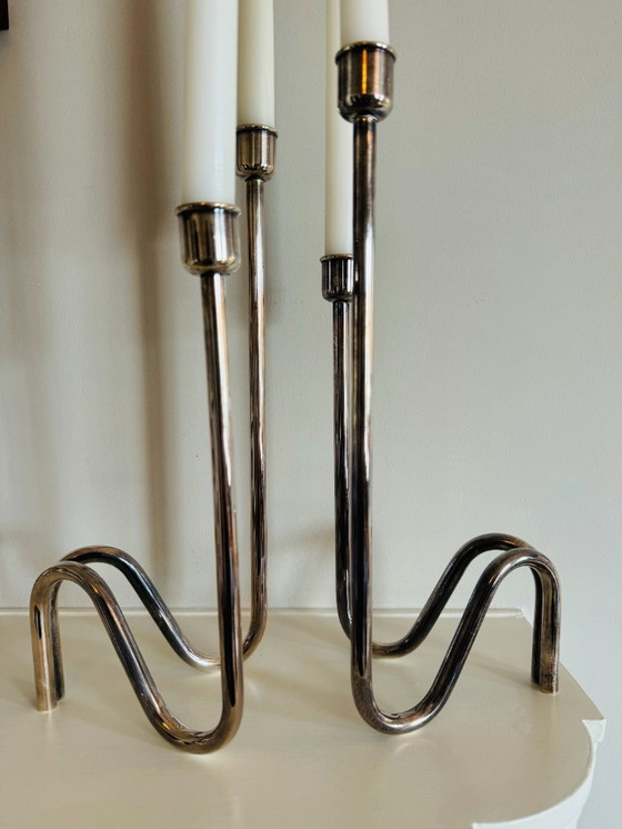Image 1 of Silver Plated Lino Sabattini Candleholders 