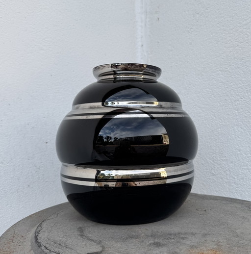 Boule Vaas Verrerie Fains Hyalite Art Déco