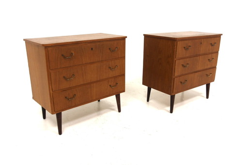 Cassettiera Scandinava in Teak, Svezia, 1950, Set di 2