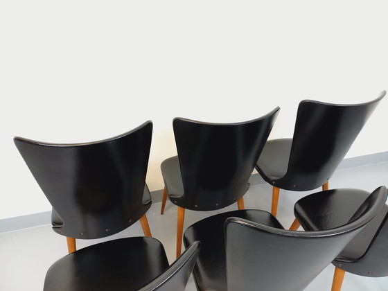 Image 1 of Set di 6 sedie vintage Baumann Essor in legno di faggio e skai degli anni '60