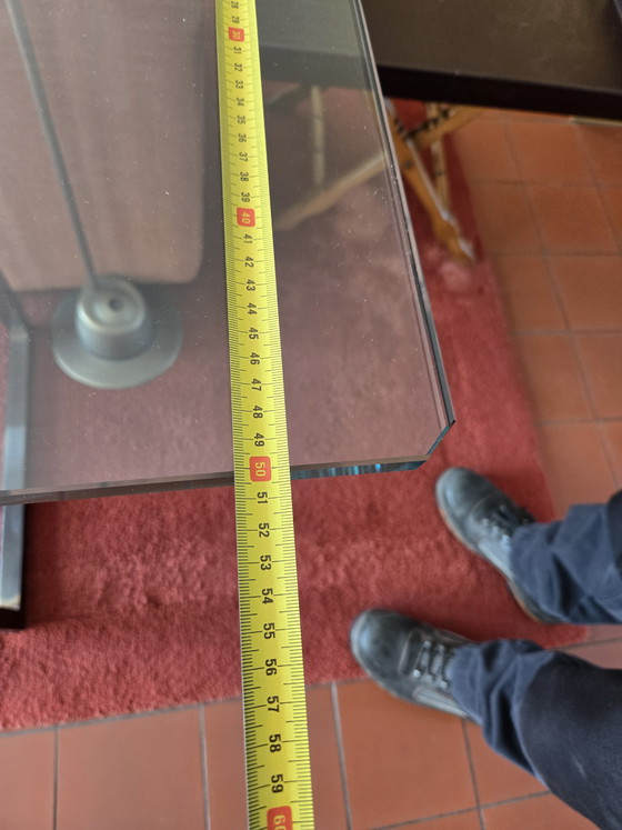 Image 1 of Glass side table, sleek design, metal frame