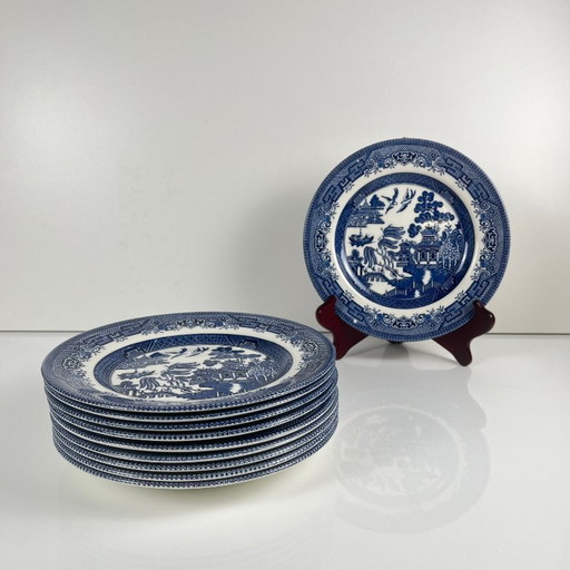 Set van 10 dessertborden, Aziatisch patroon, Churchill, Engeland 1970