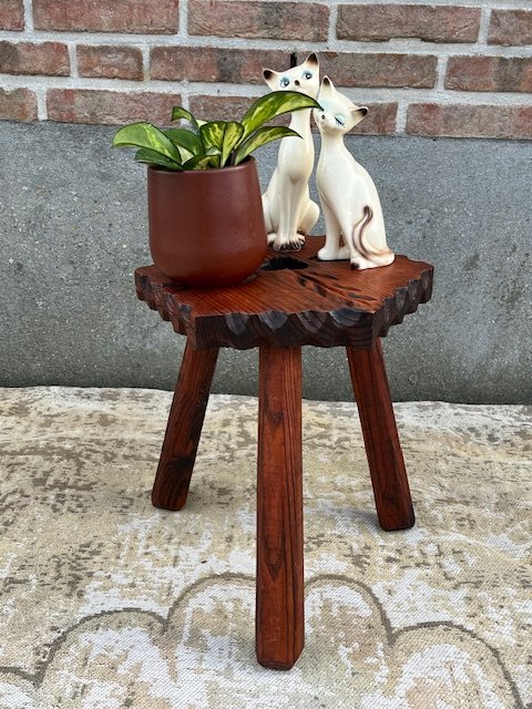 Sgabello Brutalista Spagnolo Vintage / Tavolino d'Appoggio Tavolino per Piante – Sgabelli, Wood (photo 9 of 9)