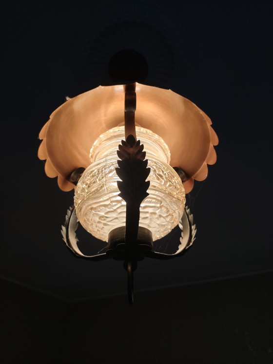 Lampada a sospensione vintage / lampada a sospensione a lanterna – Plafoniere, Vetro, Ferro (photo 6 of 9)
