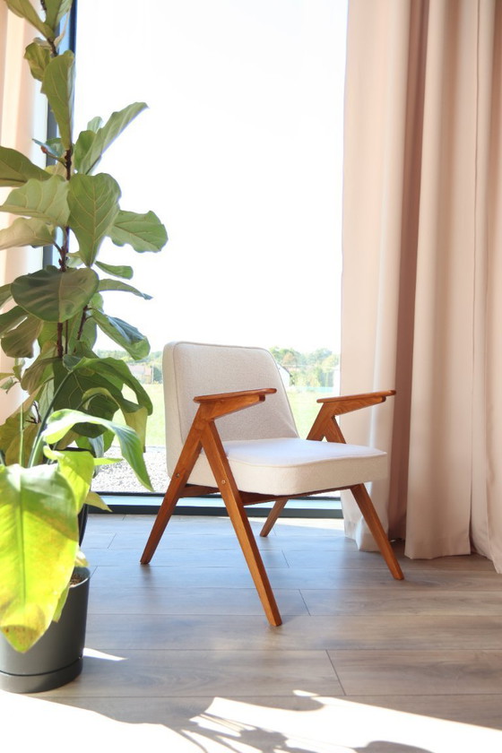 Image 1 of Mid century fauteuils vintage lounge stoel in wit boucle set van 2 stoelen