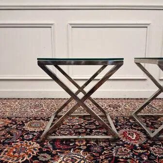 2x Eichholtz tavolino Criss Cross, Tavolini, Vetro, Trasparente, Chesterfield (foto 5 di 11)
