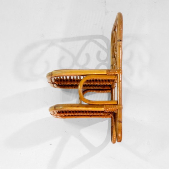 Image 1 of 1x Mid-Century Italian Small Bamboo and Rattan Bookcase, 1960s