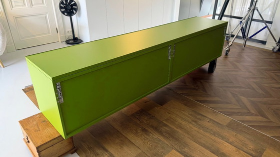 Image 1 of Lago ‘Amplia’ designer wall cabinet – floating sideboard in olive green