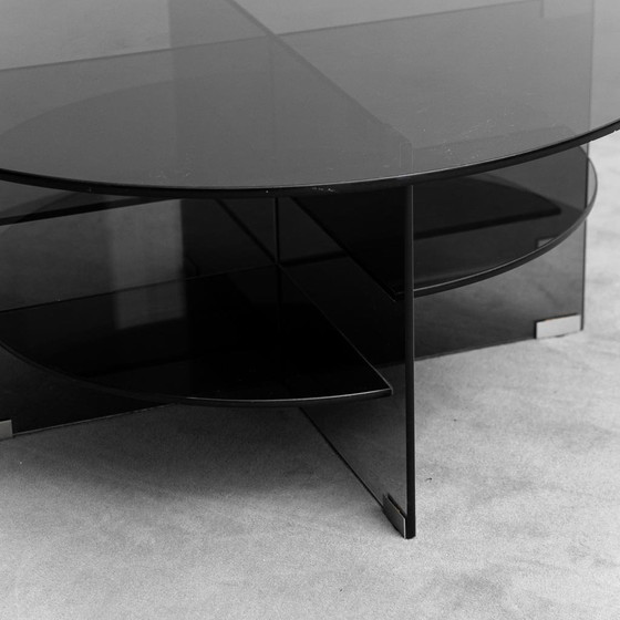 Vintage ronde salontafel van gerookt Parsol kristal – Geregistreerd Design, Italië, jaren 70 – Masiero (photo 3 of 9)